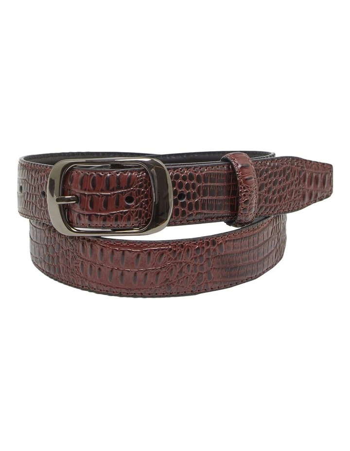 Marrisa Croco Belt in Burgundy