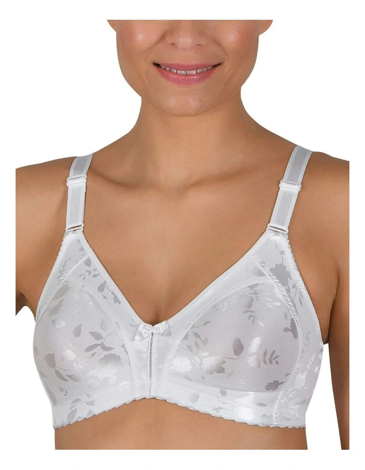 Satin Wide Strap Wireless Minimiser Bra in White