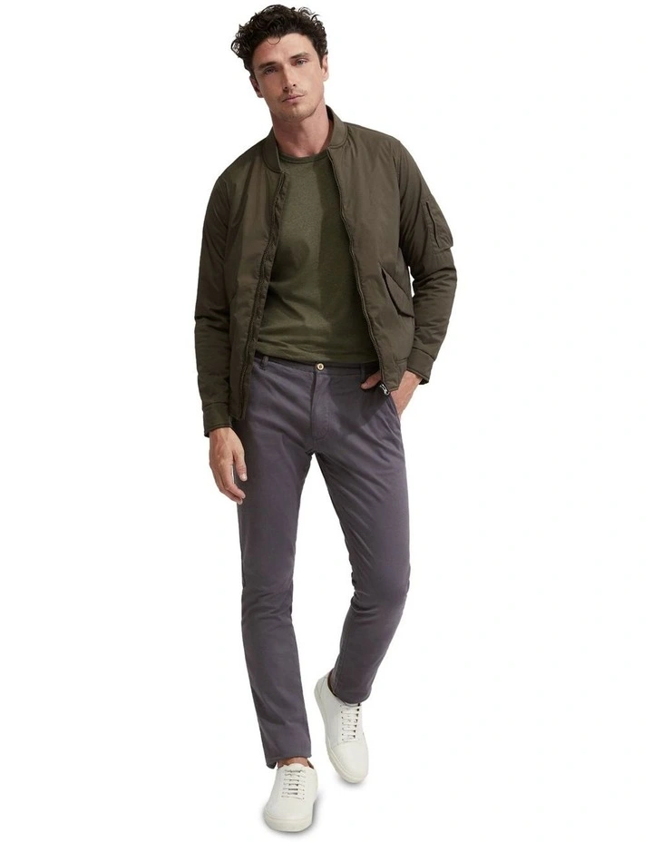 Hamish Padded Bomber Jacket in Olive