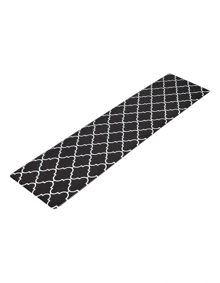 PVC Gina Kitchen Mat 45x180cm in Black/White