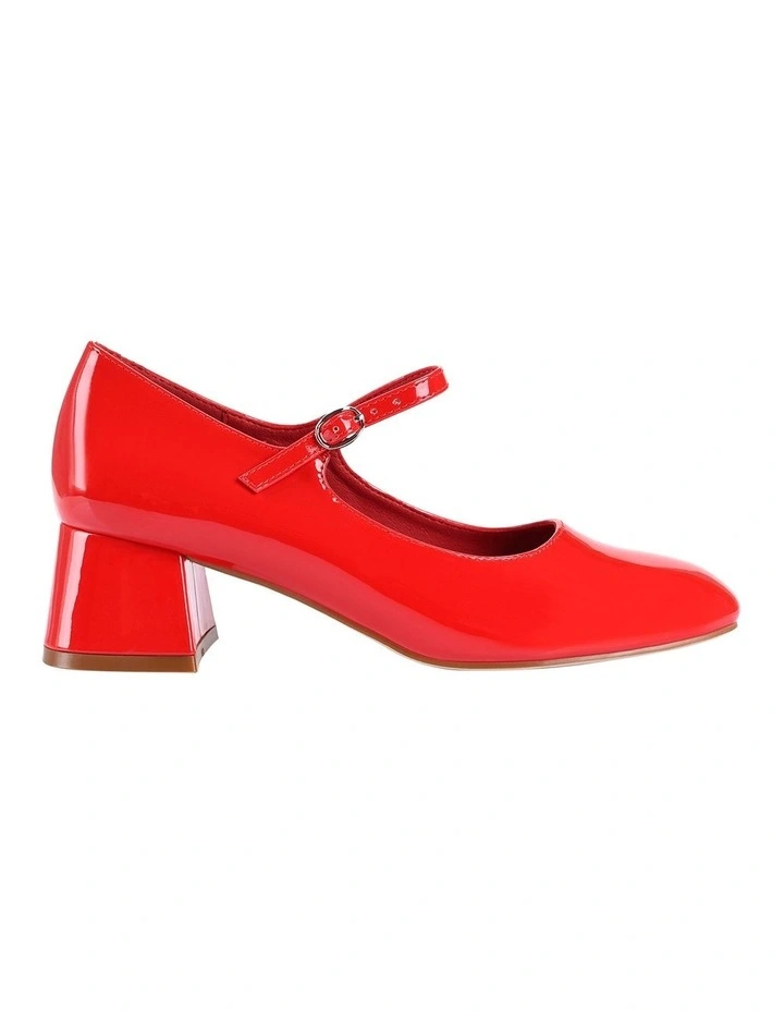 Kenna Mary Jane Block Heels in Red Patent