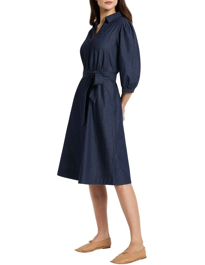 Fioretta Chambray Shirt Dress in Chambray