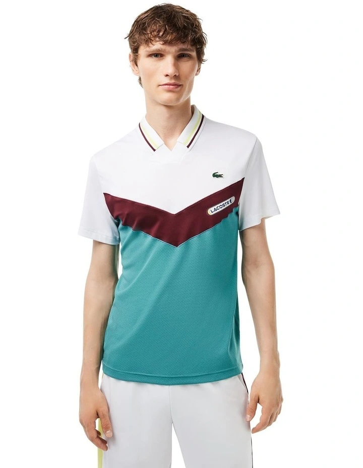DM Tech Ultra Dry Polo Shirt in White/Lemeira