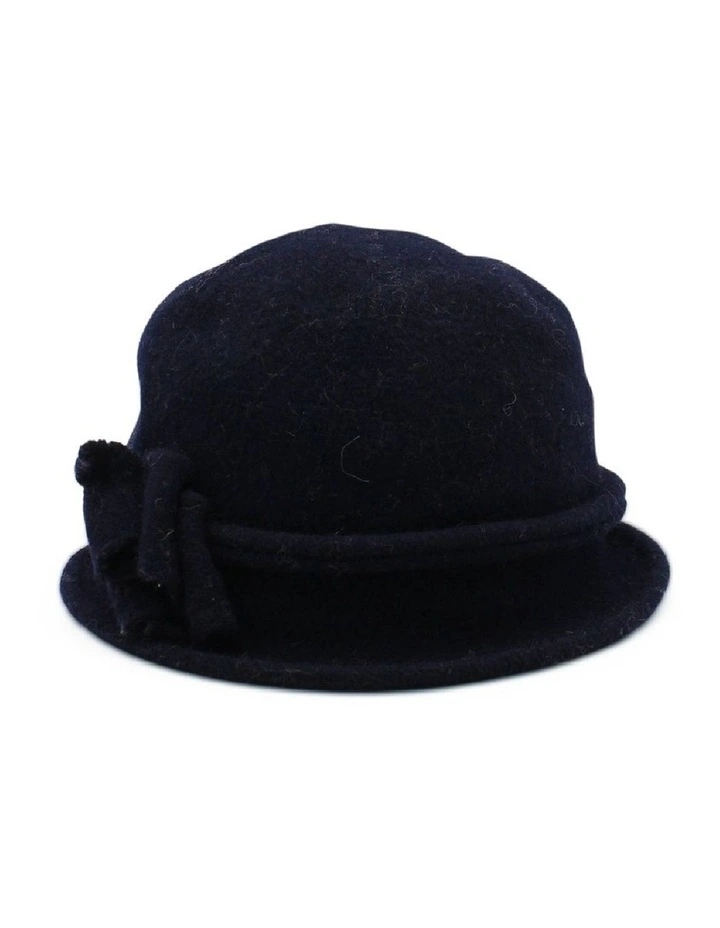 Joy Woolen Pull On Hat in Navy