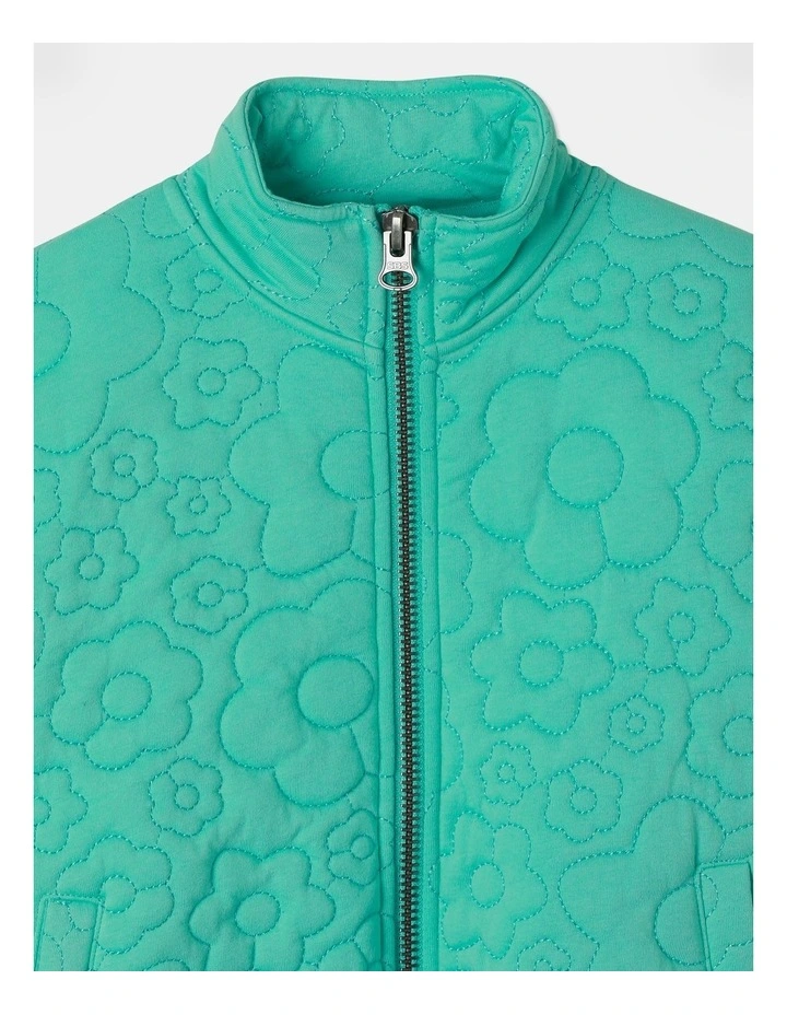 Cropped Quilted Zip Thru Jacket in Mint