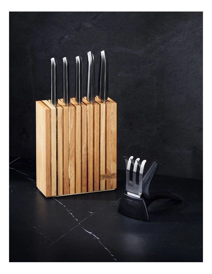 Clean Store Acacia Knife Block 7 Piece Set in Natural