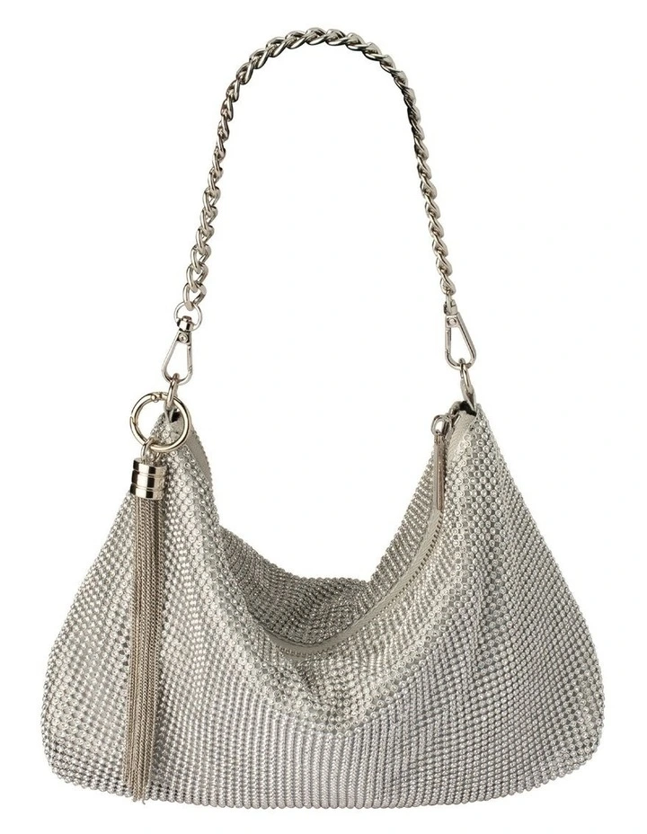 Jace Crystal Shoulder Bag in Silver