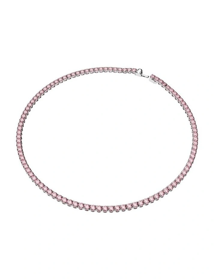 Matrix Tennis Necklace in Pink/Rhodium
