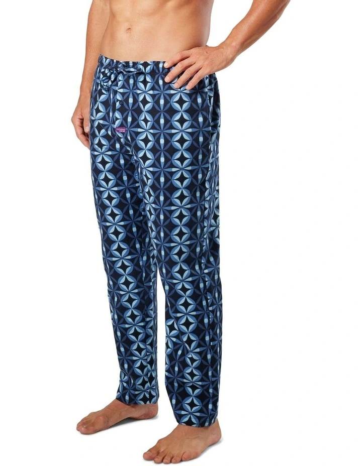 Circle Geo Cotton Flannel Sleep Pant in Navy
