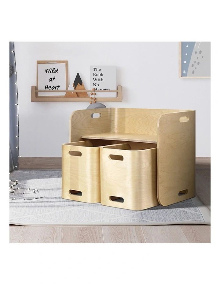 3PCS Kids Table and Chairs Set in Nature