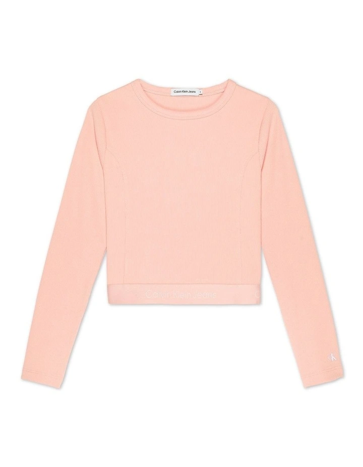Rib Tape Long Sleeve Top in Faint Blossom