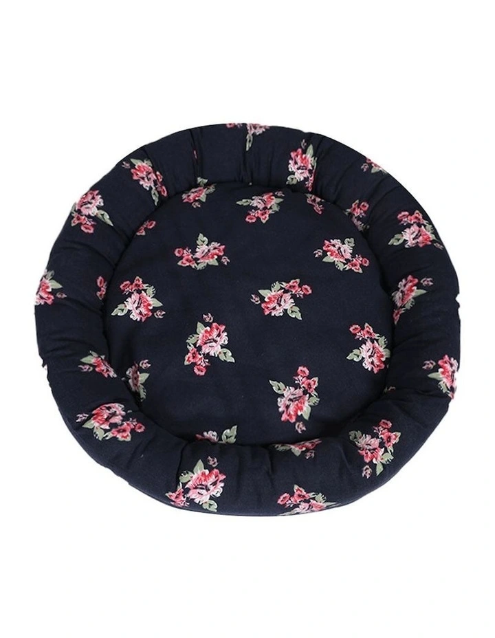Washable Round Kennel Pet Calming Bed XL in Navy