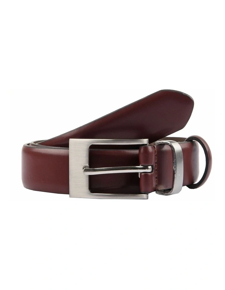 Double Keeper Leather Dress Belt in Chestnut