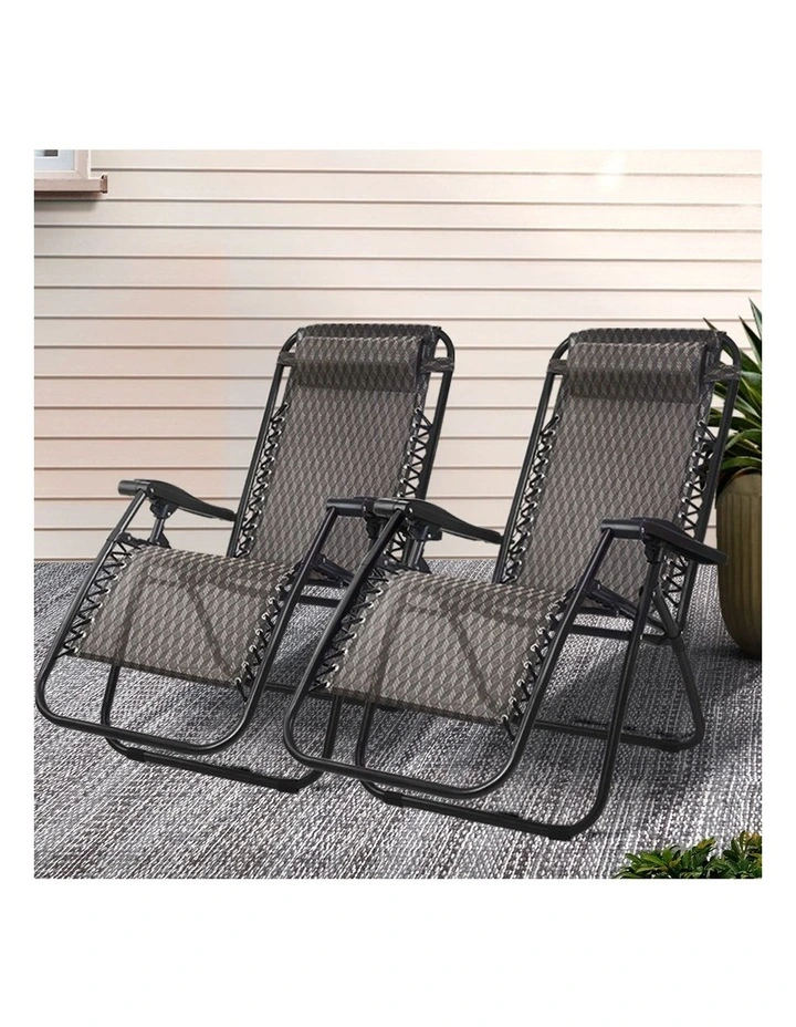 Recliner Folding Adjustable Zero Gravity Chair 2 Piece in Grey
