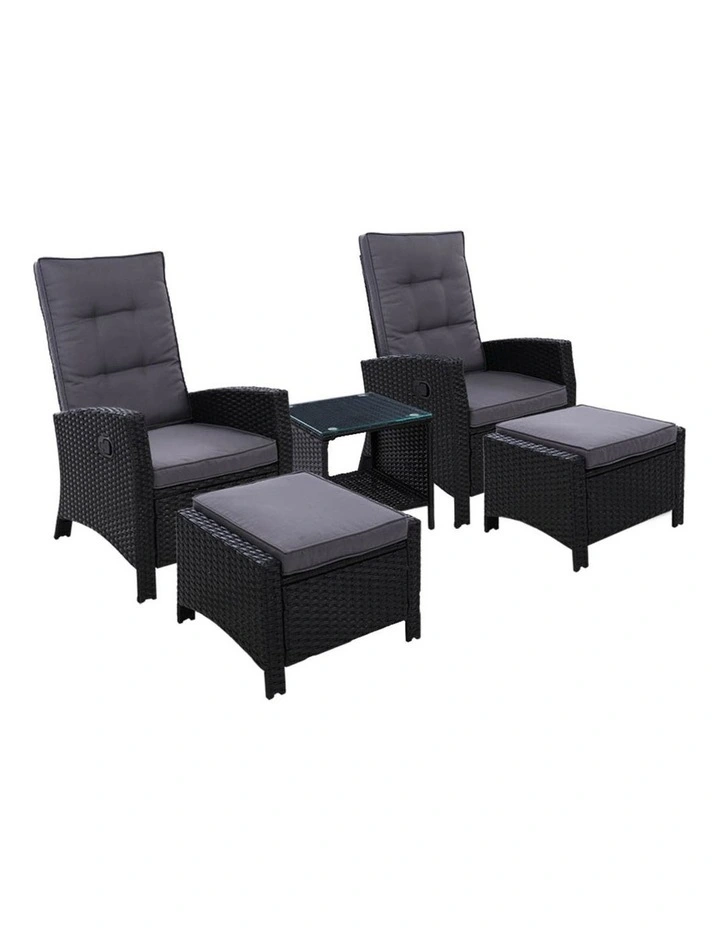 Outdoor Furniture 5pc Recliner Chairs Table Set Wicker Sofa Lounge Patio