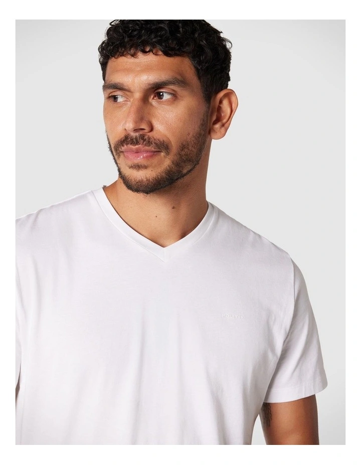 Plain V-neck Tee in White