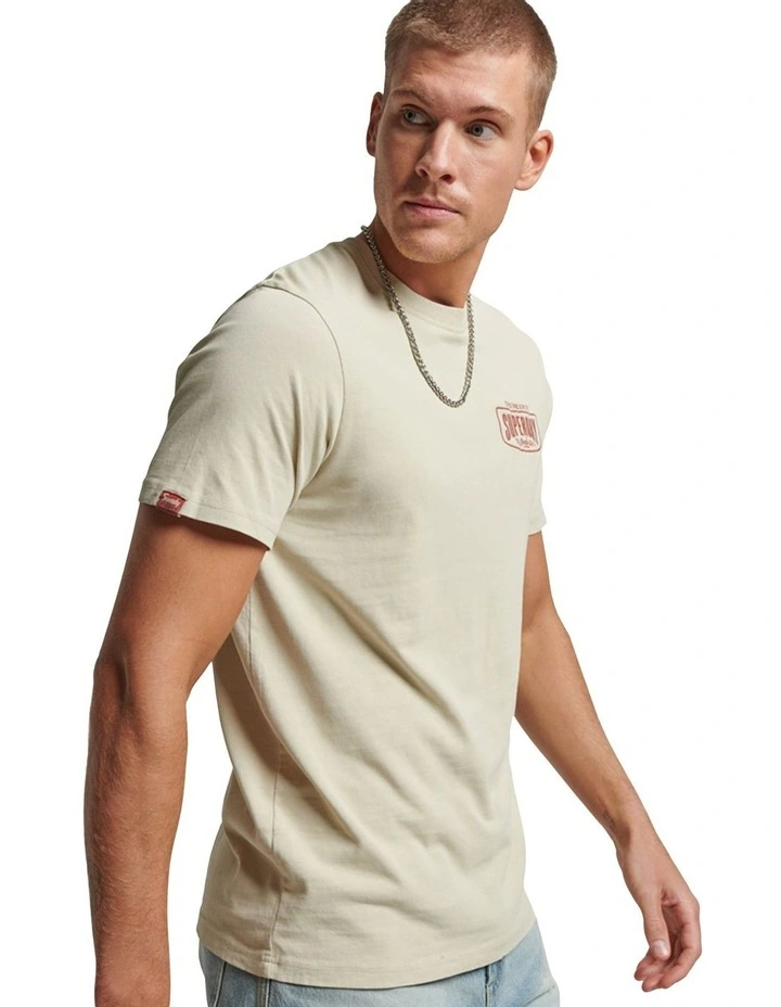Script Workwear T-shirt in Pelican Beige