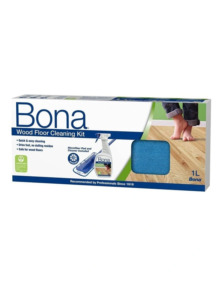 Wood/Timber Floor/Surface Cleaning Kit w Mop/1L Spray Bottle/Microfiber Pad