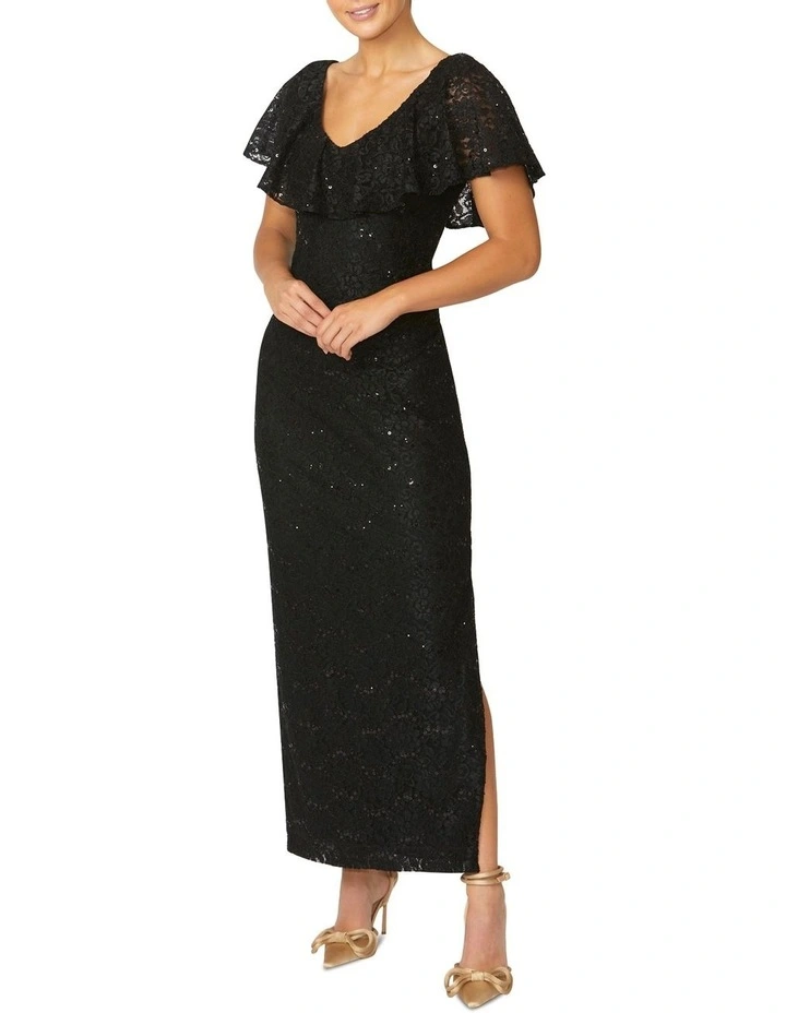 Trudy Stretch Lace Gown in Black