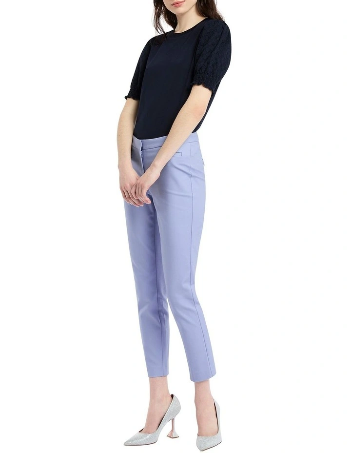 Cato Lace Sleeve Tee in Navy