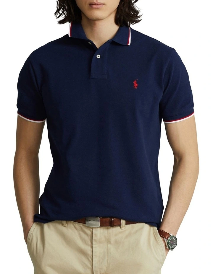 Custom Slim Fit Mesh Polo Shirt Blue