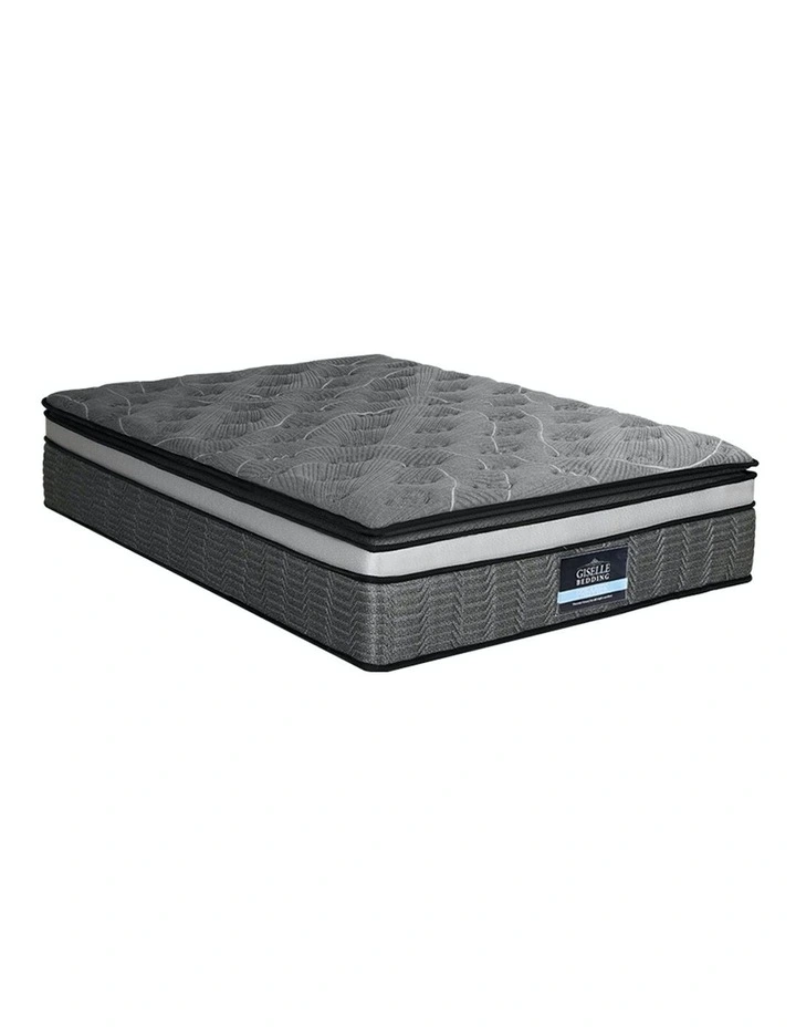 Mattress Dual Pocket Spring Pillow Top 34cm Double in Charcoal