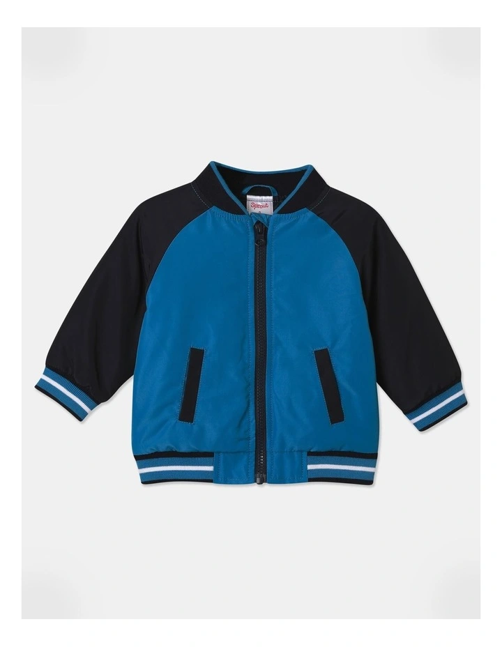 Spliced Bomber Jacket in Bright Blue
