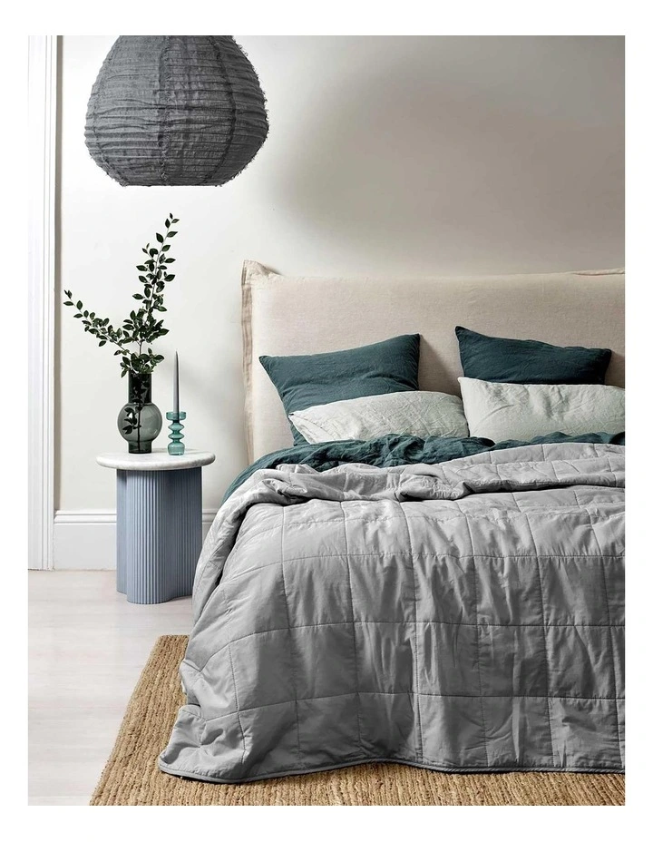 Halo Organic Coverlet in Pebble