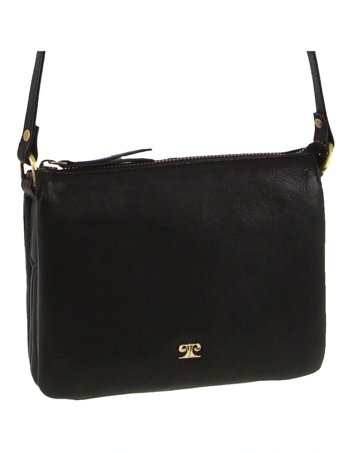 Leather Sleek Crossbody Bag in Black