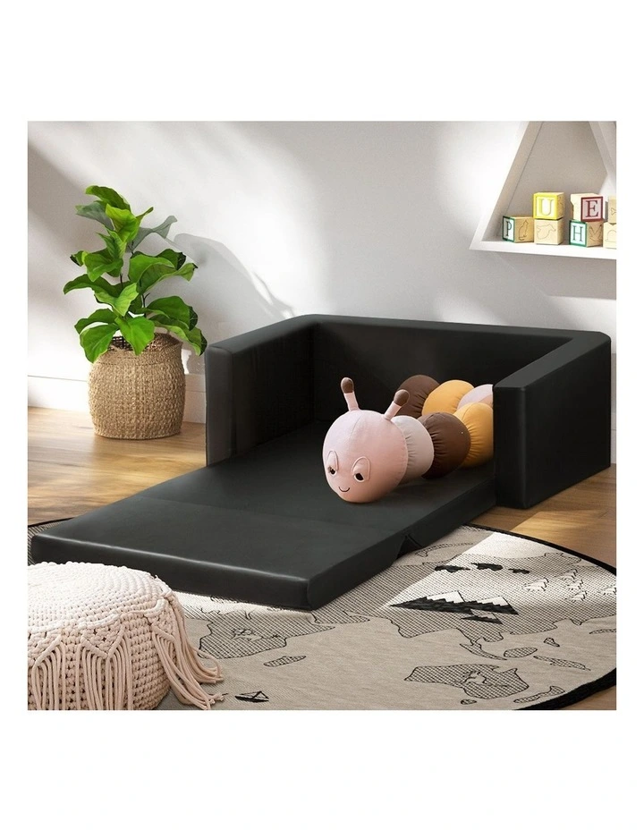 Kids 2 seater Convertible Sofa 2 in Black
