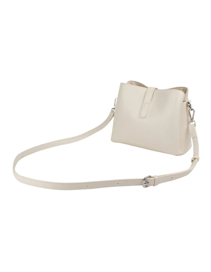 Carly Rushed Strap Crossbody Bag in Cream