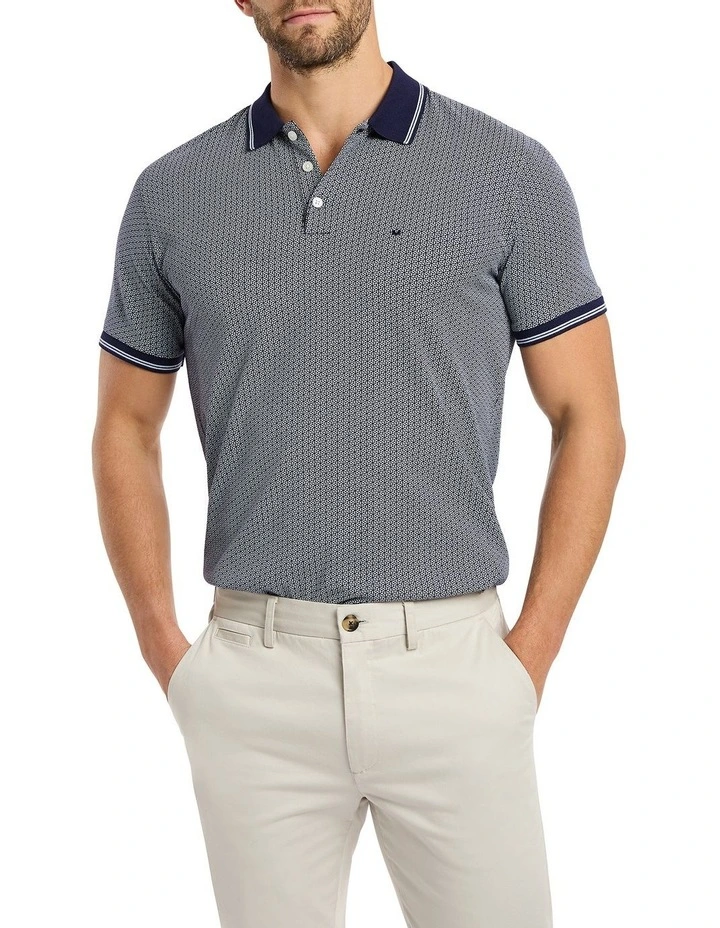 Evan Cotton Polo in Navy Multi