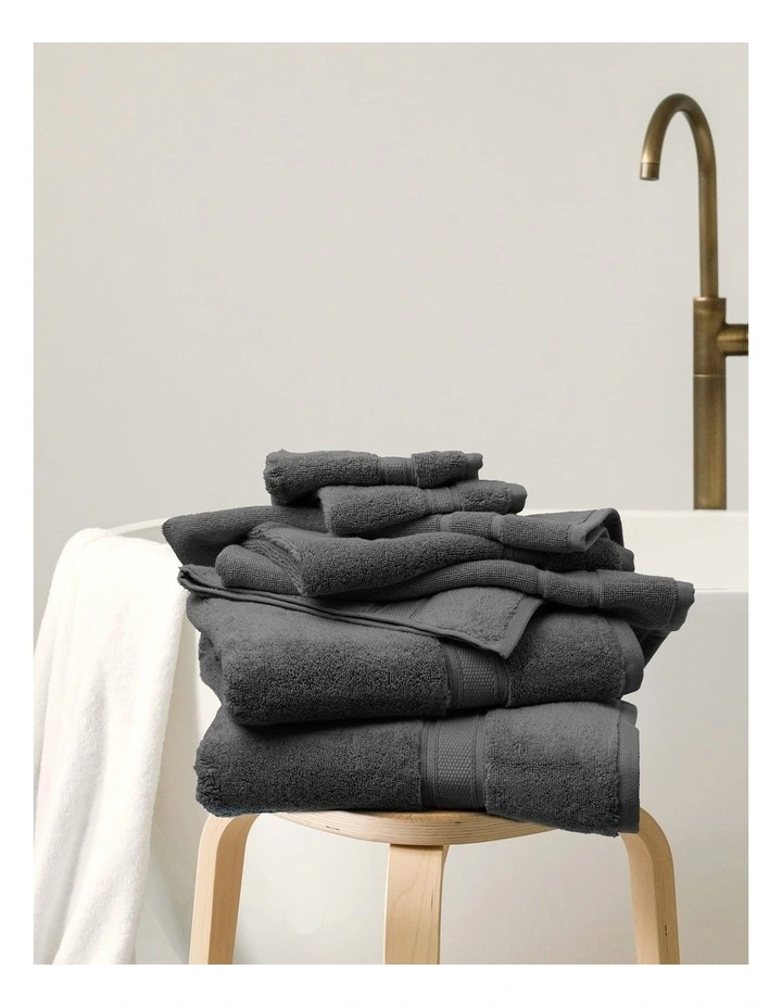 Zero Twist Luxury Plush Towel Set 8 Piece in Granite