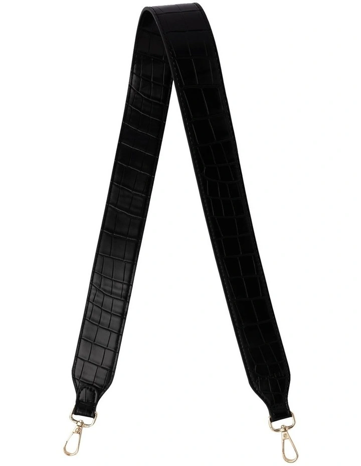 Stone-Pattern PU Strap in Black/Gold