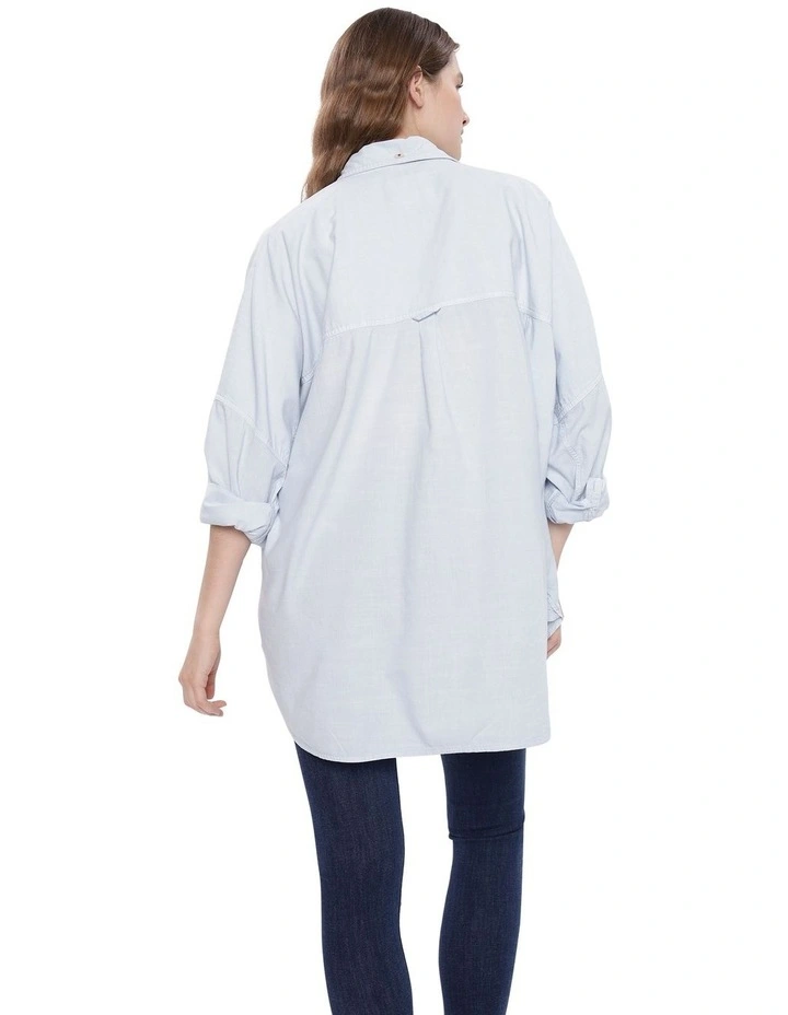 Go Big Oversized Shirt in Powder in Blue