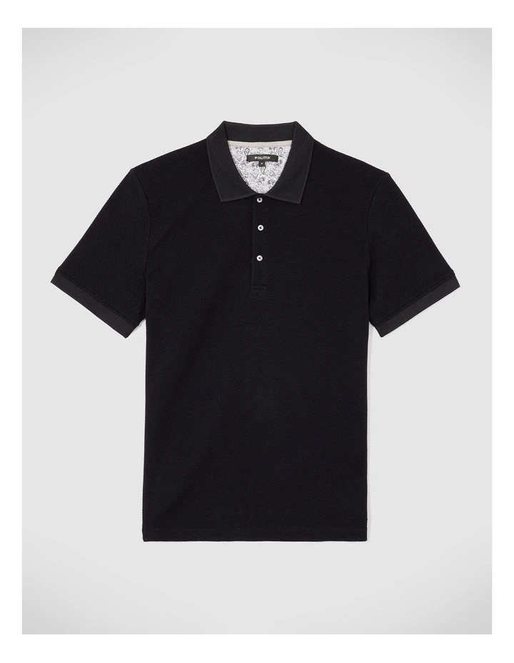 Jacquard Texture Polo Shirt in Black