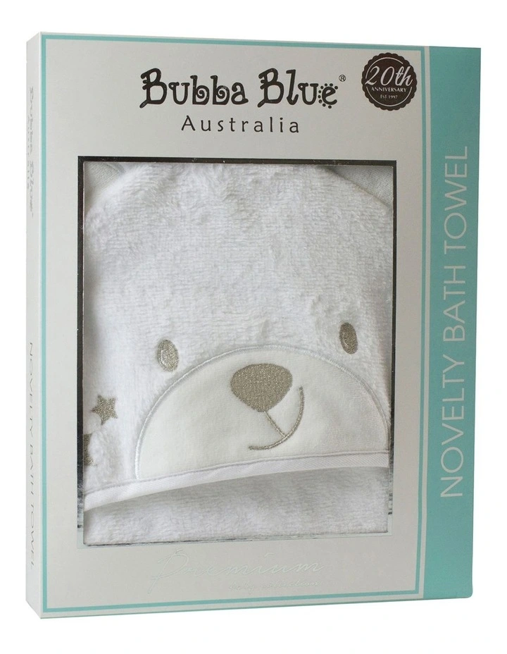 Wish Upon a Star Novelty Bear Hooded Bath Towel in White