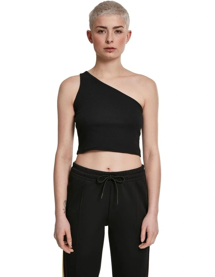 Cropped Asymmetric Top in Black