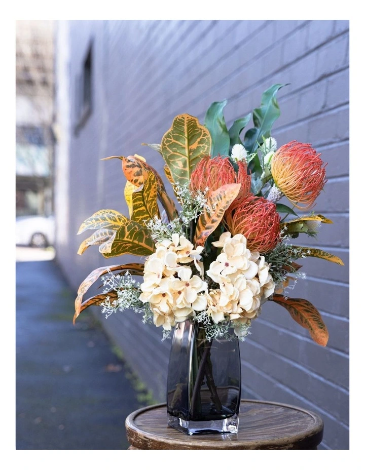 63cm Hydrangea and Croton Mixed Arrangement Flowers in Multi