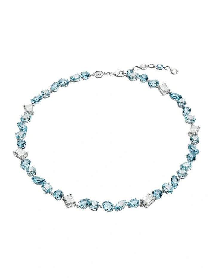 Gema Necklace Mixed Cuts Rhodium Plated in Blue