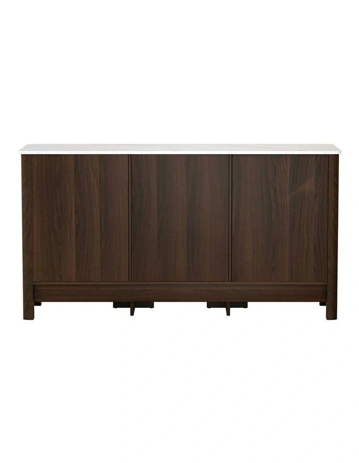 Marble Style Buffet Sideboard Cabinet Tabletop in Walnut
