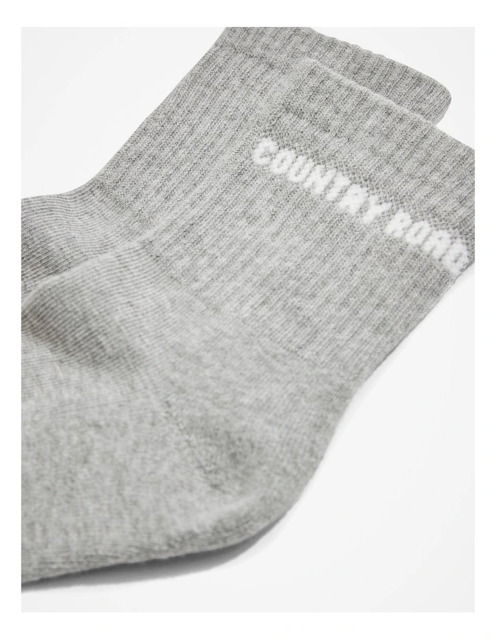 Australian Cotton Blend CR Sport Quarter Crew Sock in Grey Marle