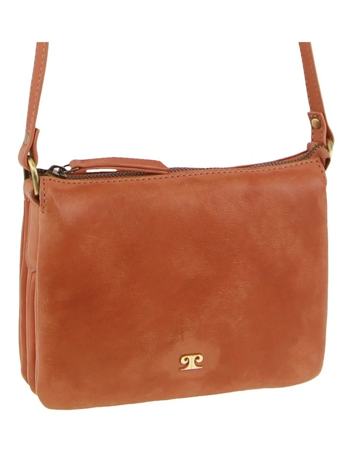 Leather Sleek Crossbody Bag in Apricot