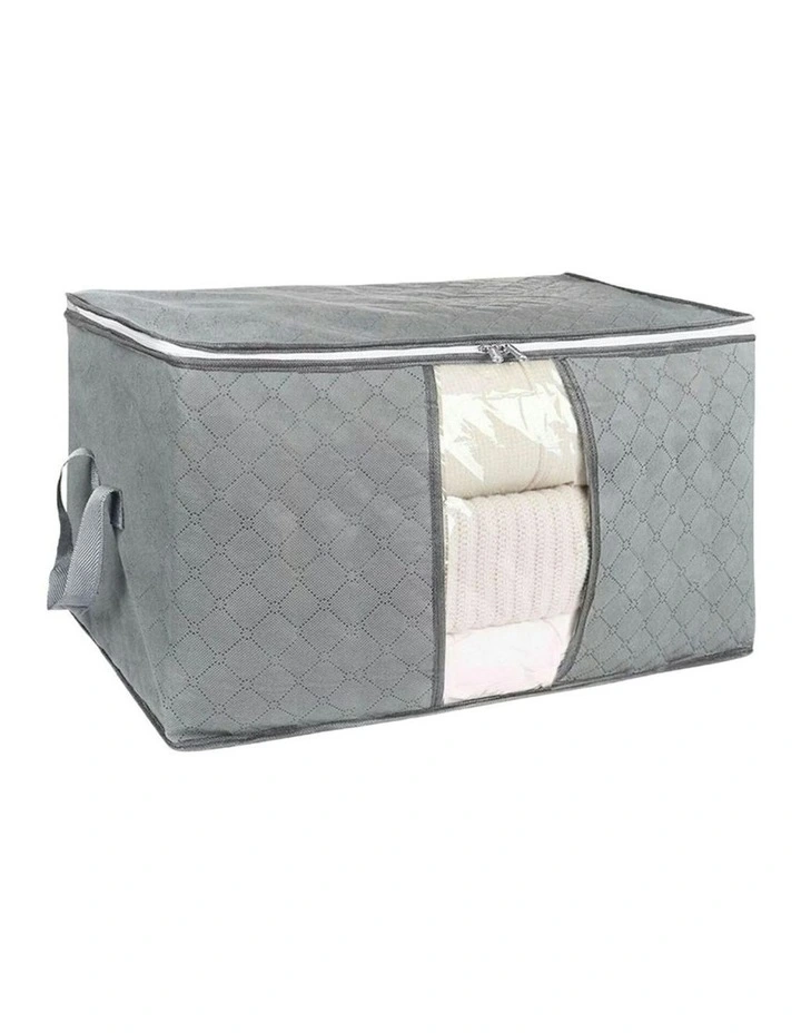 Large Clothes Storage Bag Home Organizer Zipper Box Bag 5PCS 90L in Grey