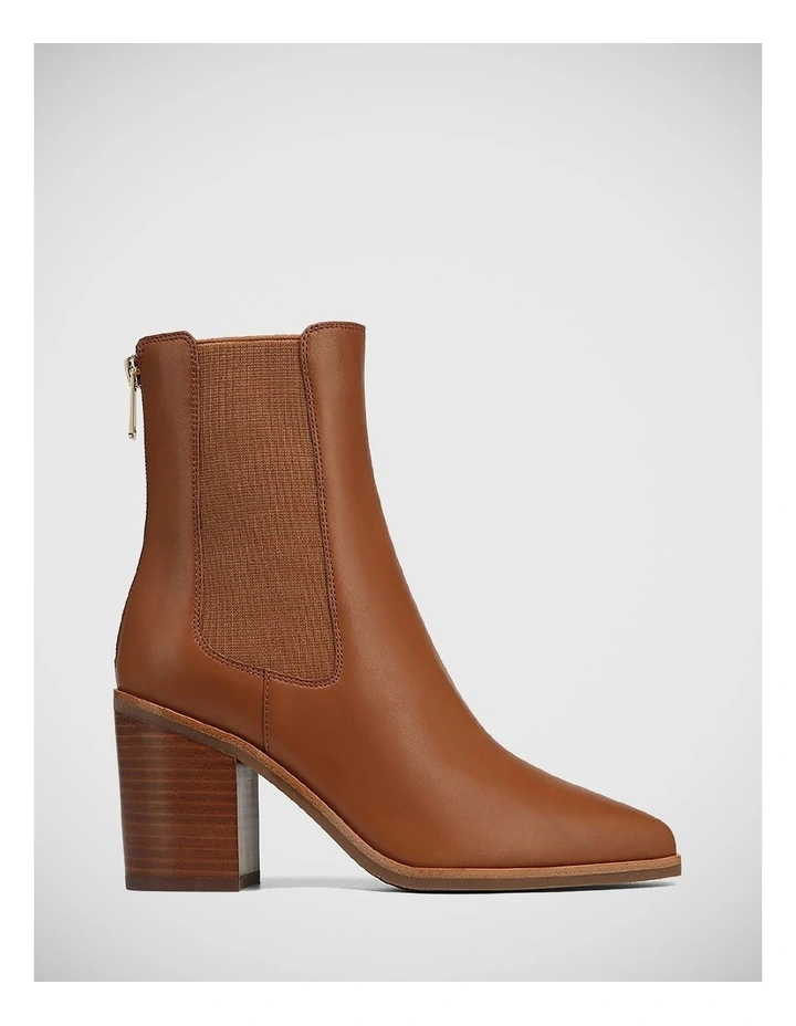 Poliana Leather Ankle Boot in Dark Cognac