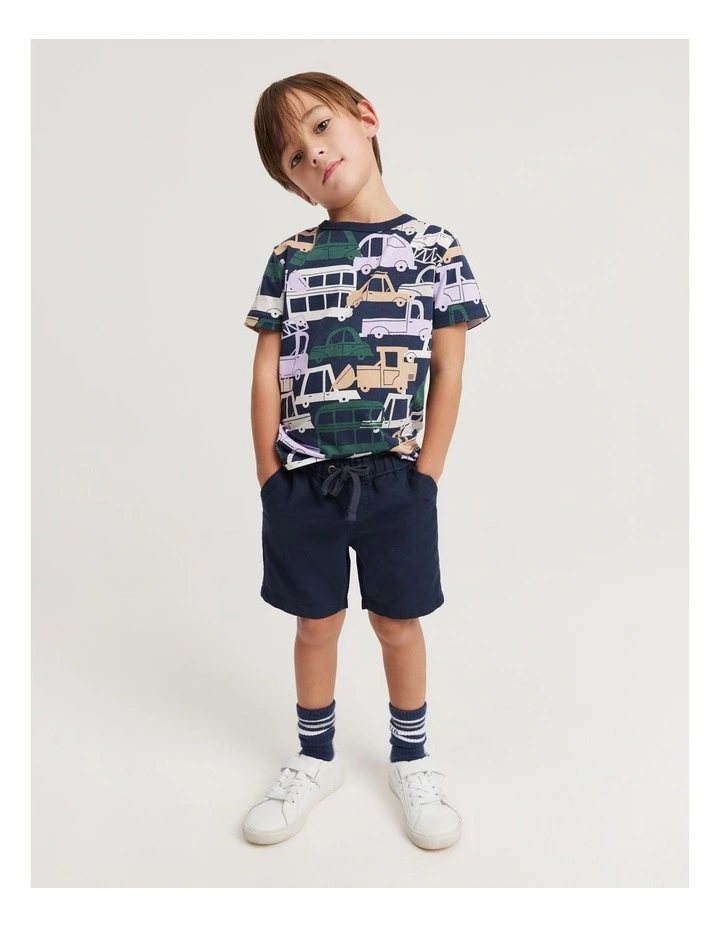 Linen Organically Grown Cotton Short in Navy