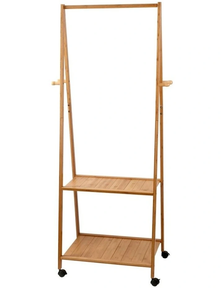 Portable Bamboo Double Shelf Rail