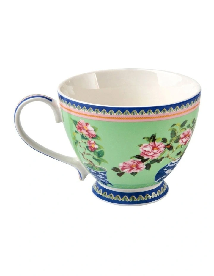 Gift Boxed Gabby Malpas Jardin Camelia Footed Cup 400ml in Green