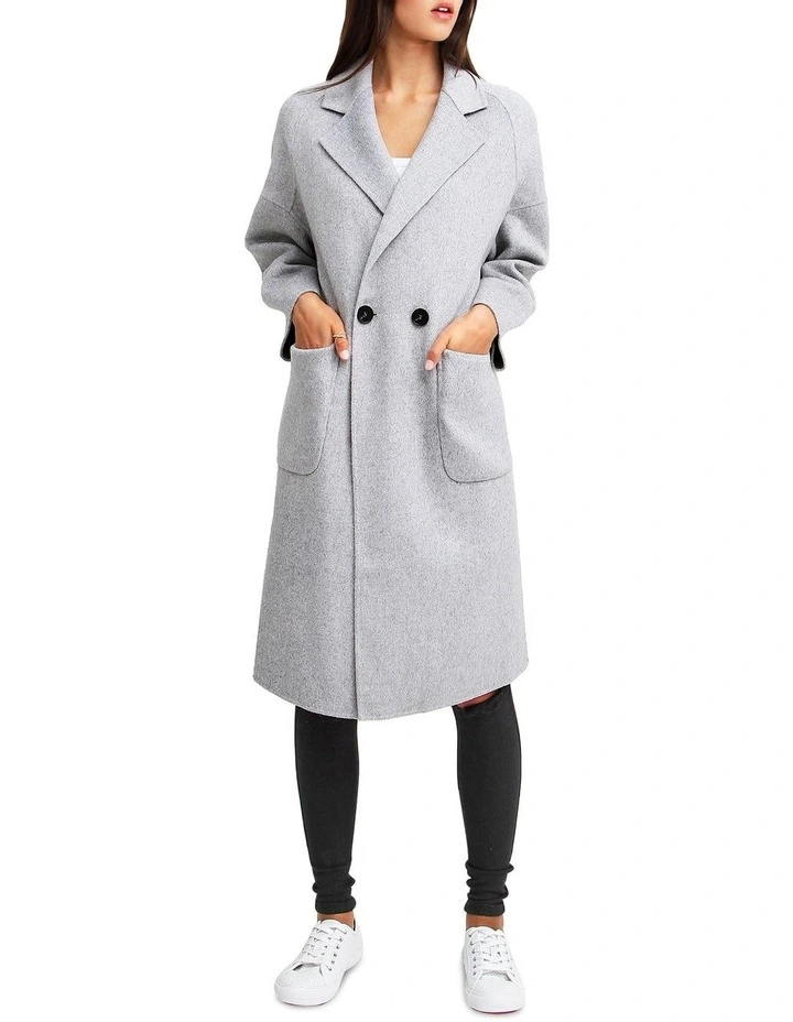 Publisher Grey Marl Double-Breasted Wool Blend Coat