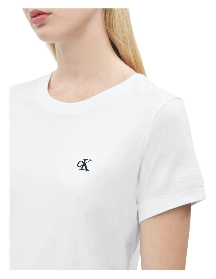 Embroidery Slim Tee in White